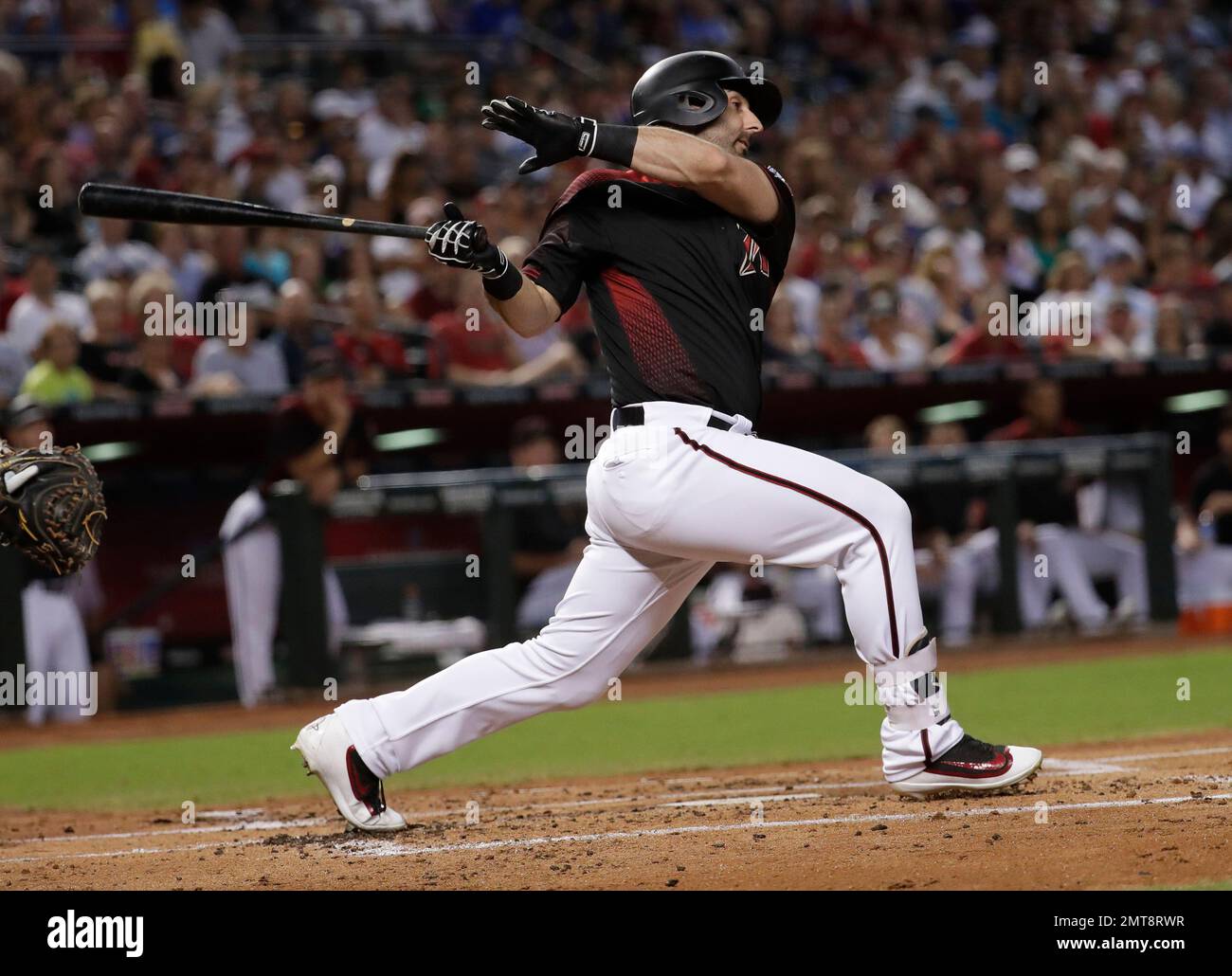 Daniel Descalso of the Arizona Diamondbacks hits a two run home