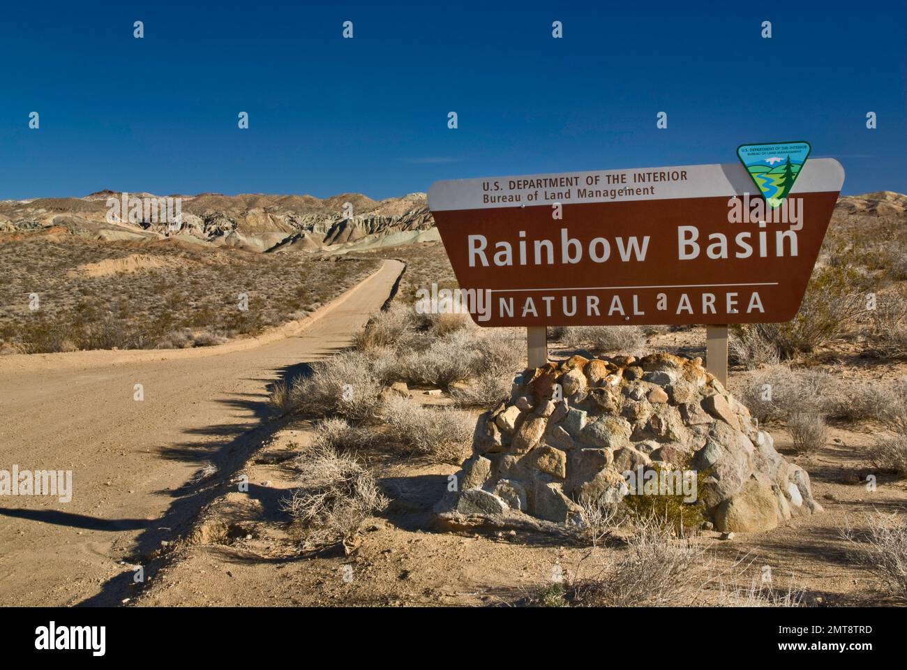 Sign at entrance to Rainbow Basin National Natural Landmark near