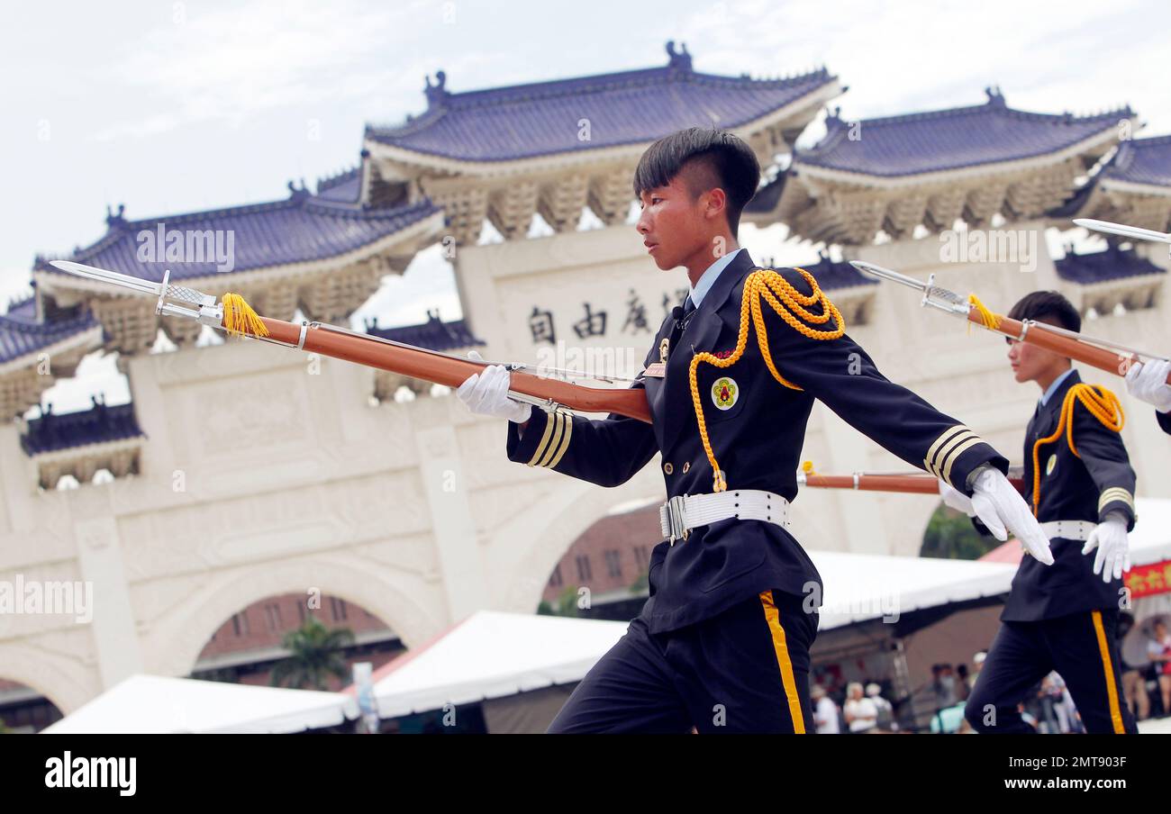 Senior high school students perform during the military honor guard ...