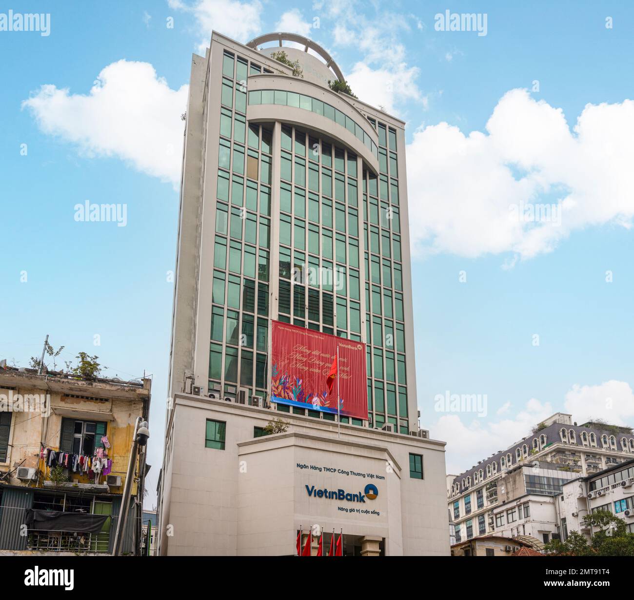 Hanoi, Vietnam, January 2023.  external view of the VietinBank palace in the city center Stock Photo