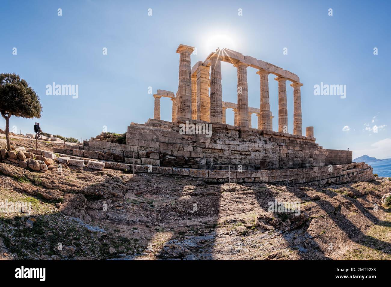 Cape Sounion with ruins of an ancient Greek temple of Poseidon in ...