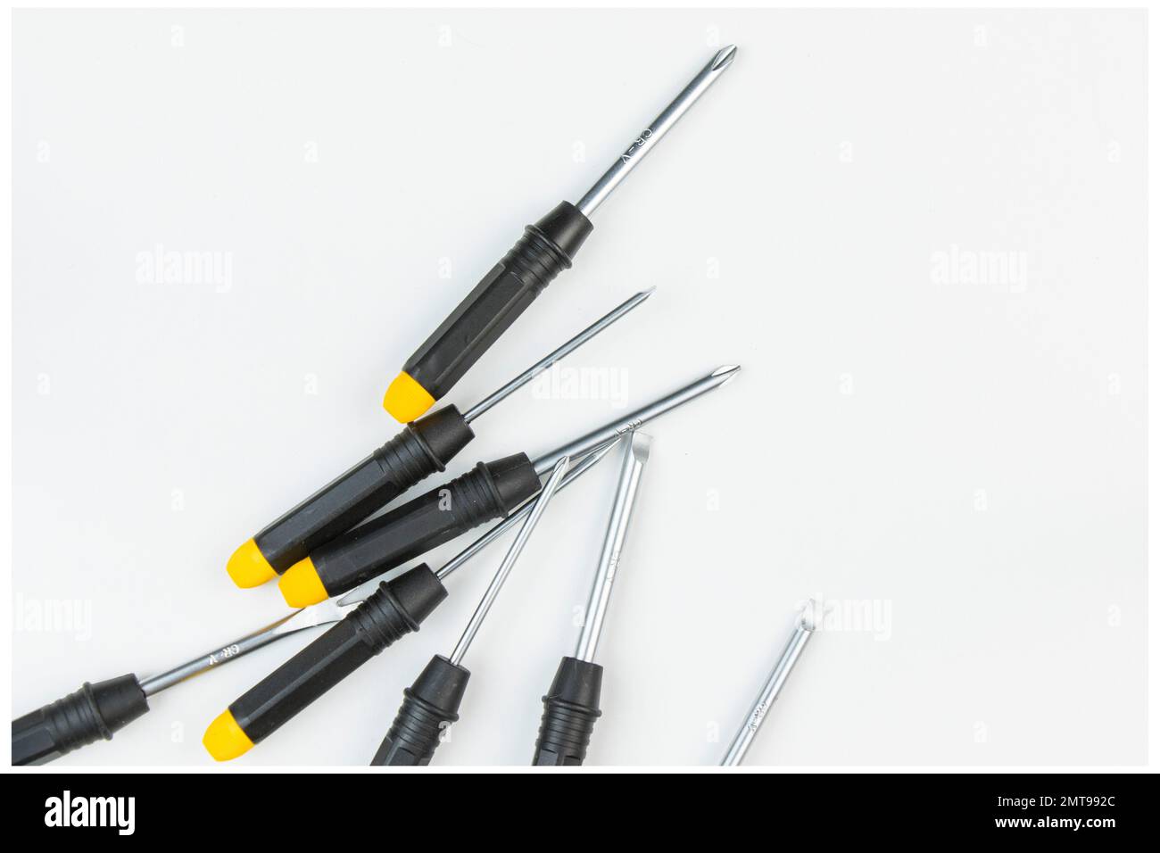 Large group of different screwdrivers on the white background Stock Photo Alamy