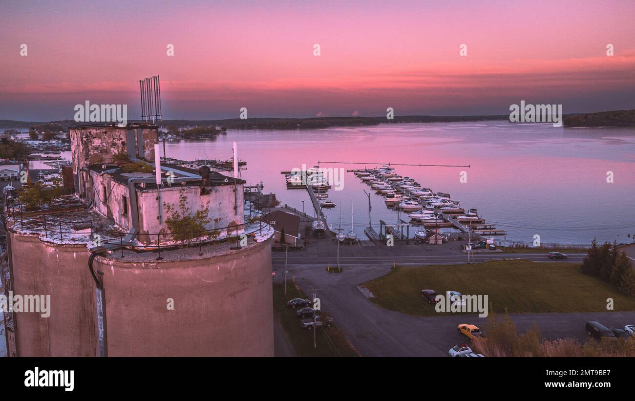 An aerial view of Sodus Point located in New York seen during a
