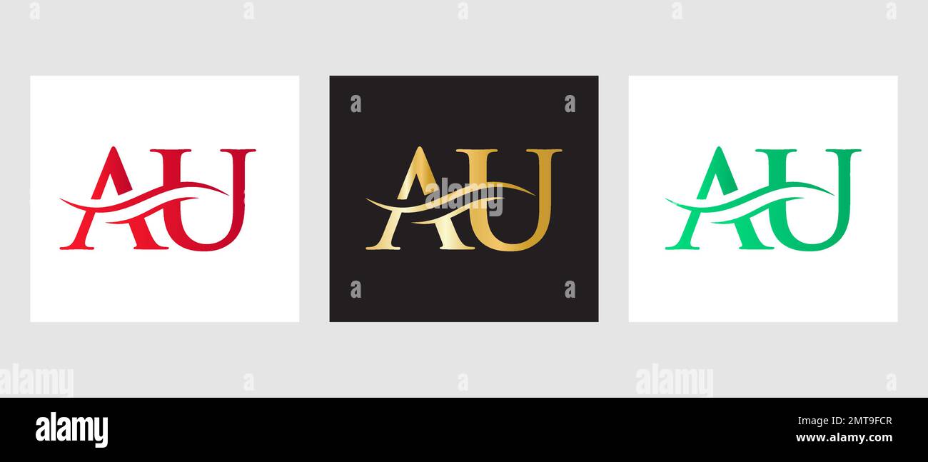 Initial Monogram Letter AU Logo Design. AU Logotype Template Stock Vector