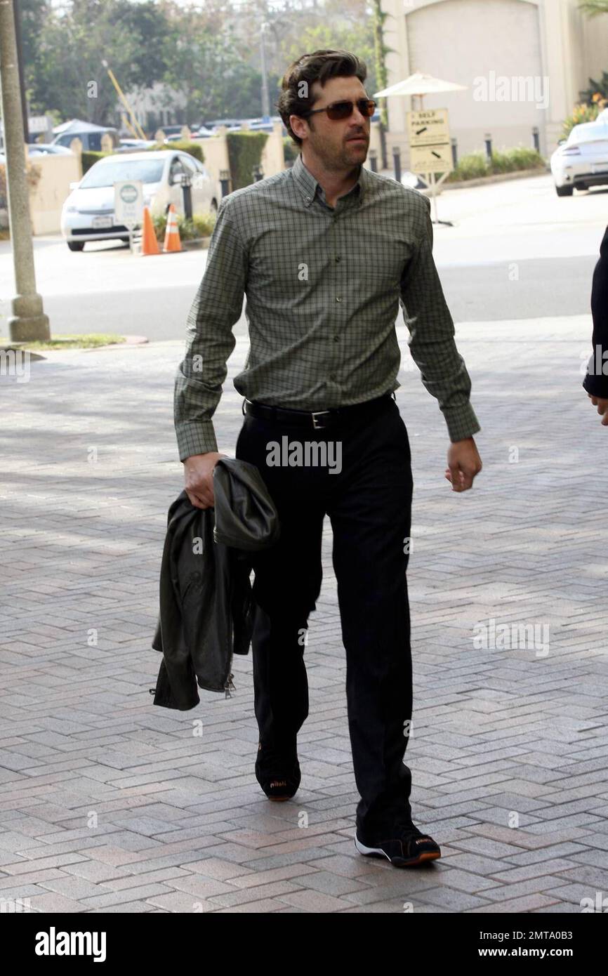 'Grey's Anatomy' star Patrick Dempsey leaves Barney's New York after getting in some shopping. Beverly Hills, CA. 11/24/08. Stock Photo