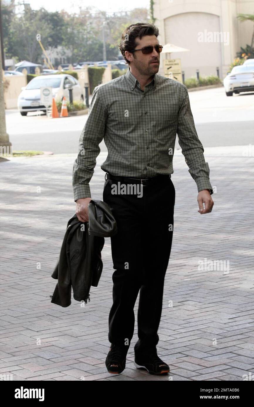 'Grey's Anatomy' star Patrick Dempsey leaves Barney's New York after getting in some shopping. Beverly Hills, CA. 11/24/08. Stock Photo