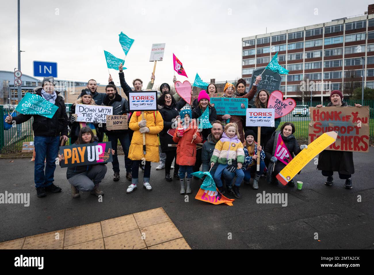 Manchester, UK. 01st Feb, 2023. Teachers take to the picket lines around Greater Manchester