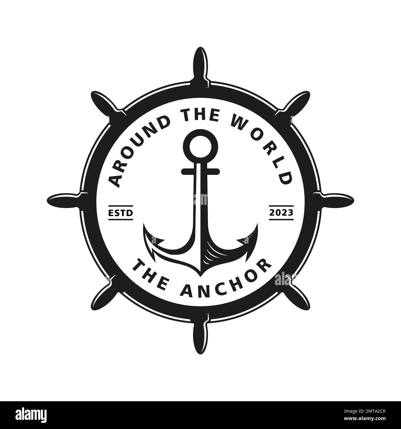 Vintage Retro Country Emblem Anchor Ship Badge Vector Logo, Illustration Vintage Design of Water Transportation Concept, emblem, symbol, sign, badge, Stock Vector