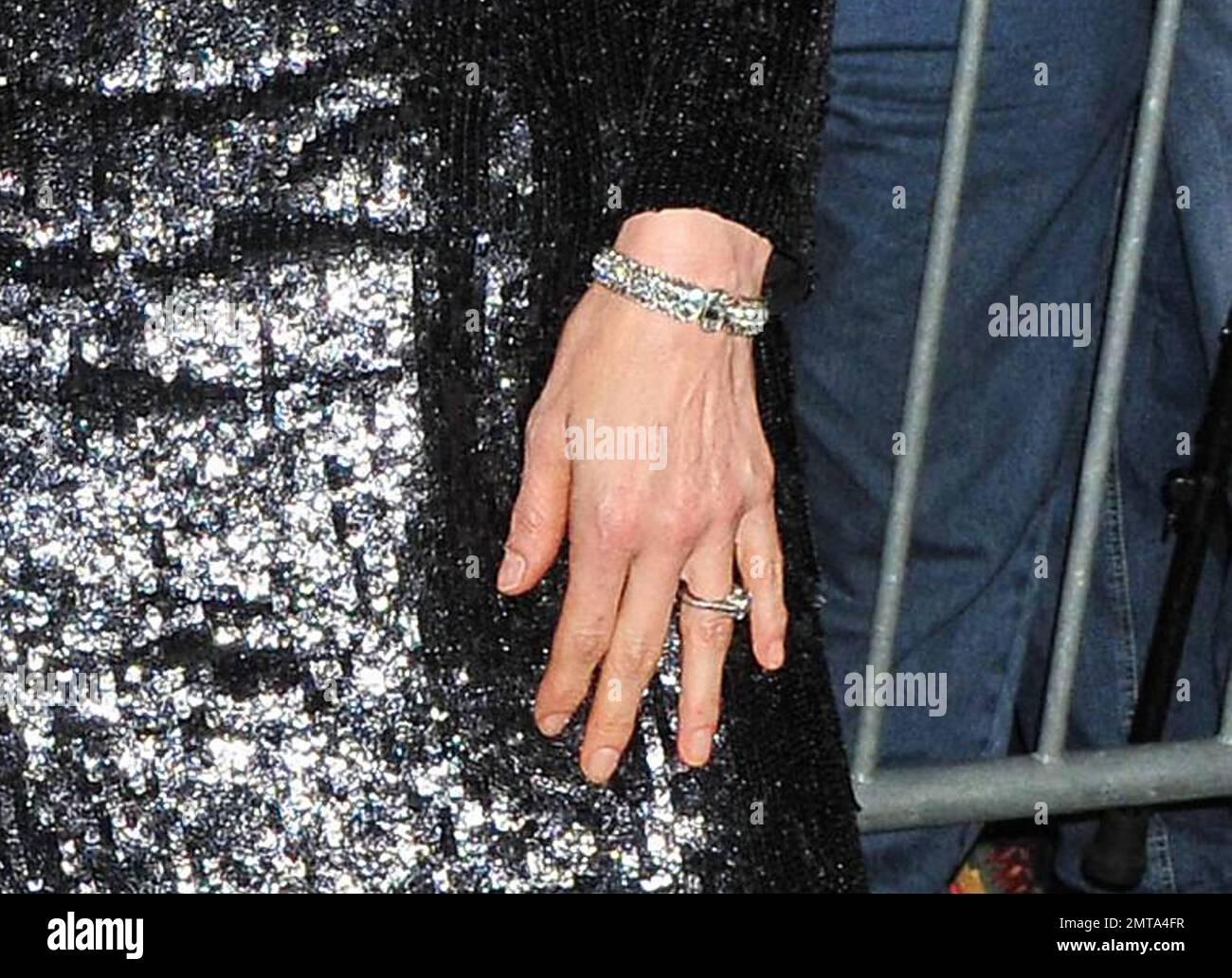 Bride to be Nancy Shevell shows off her engagement ring as she attendsÊthe  2011 New York City Ballet Fall Gala held at the David Koch Theatre at  Lincoln Center with fianceÊSir Paul