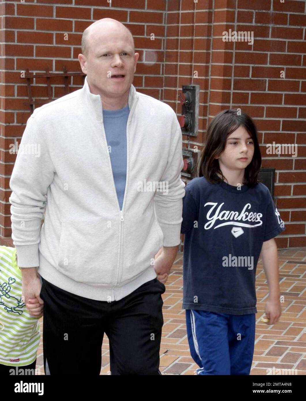 "ER" star Paul McCrane takes a stroll with his children in Beverly Hills, CA. 4/24/09. Stock Photo