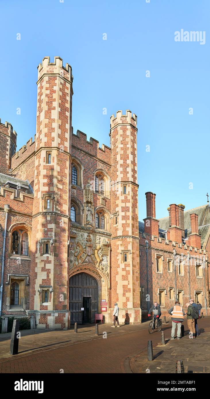 Entrance tower to St John's college, university of Cambridge, England. Stock Photo