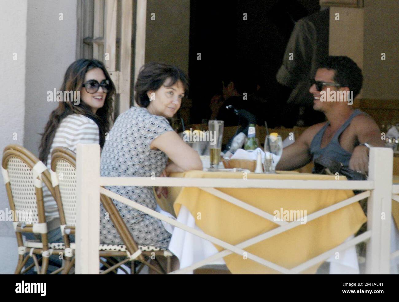 Exclusive!! Actress Paz Vega, husband Orson Salazar and four month old son  Orson share a family day out. The proud new parents played with their son  over lunch and took lots of