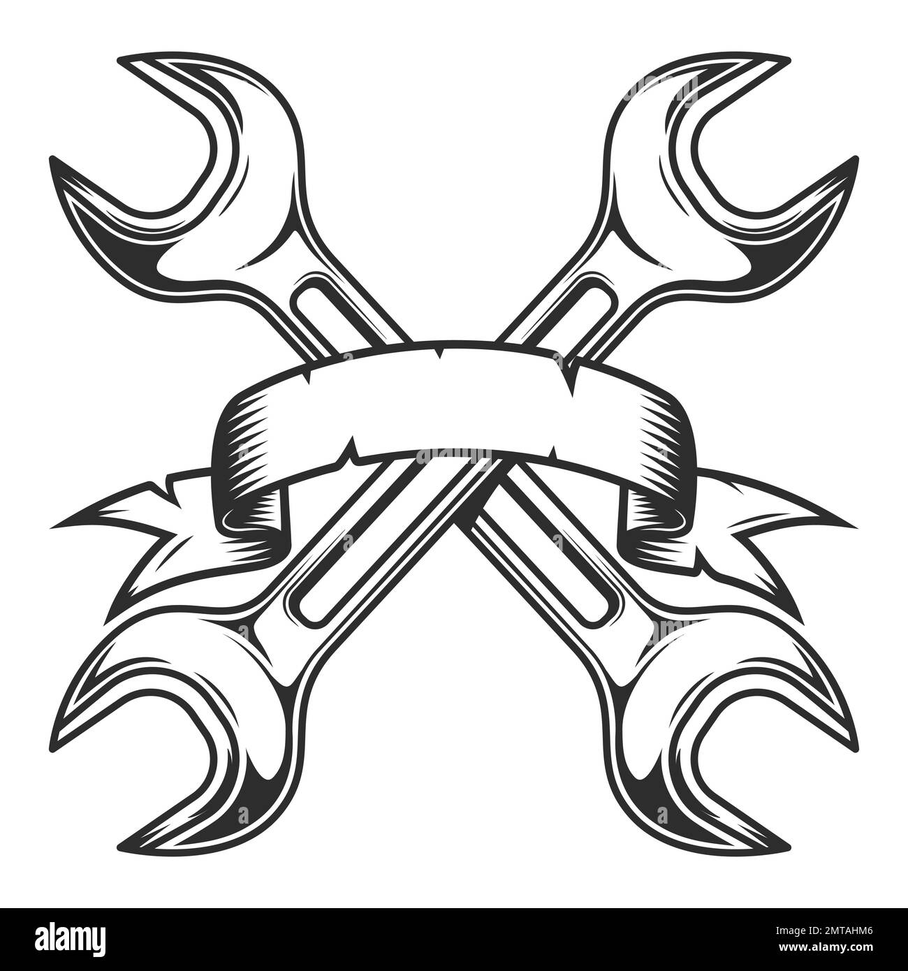 Wrench bent into a knot. Twisted spanner repair tool. Symbol of physical  strength. Tattoo design isolated vector illustration. Stock Vector | Adobe  Stock