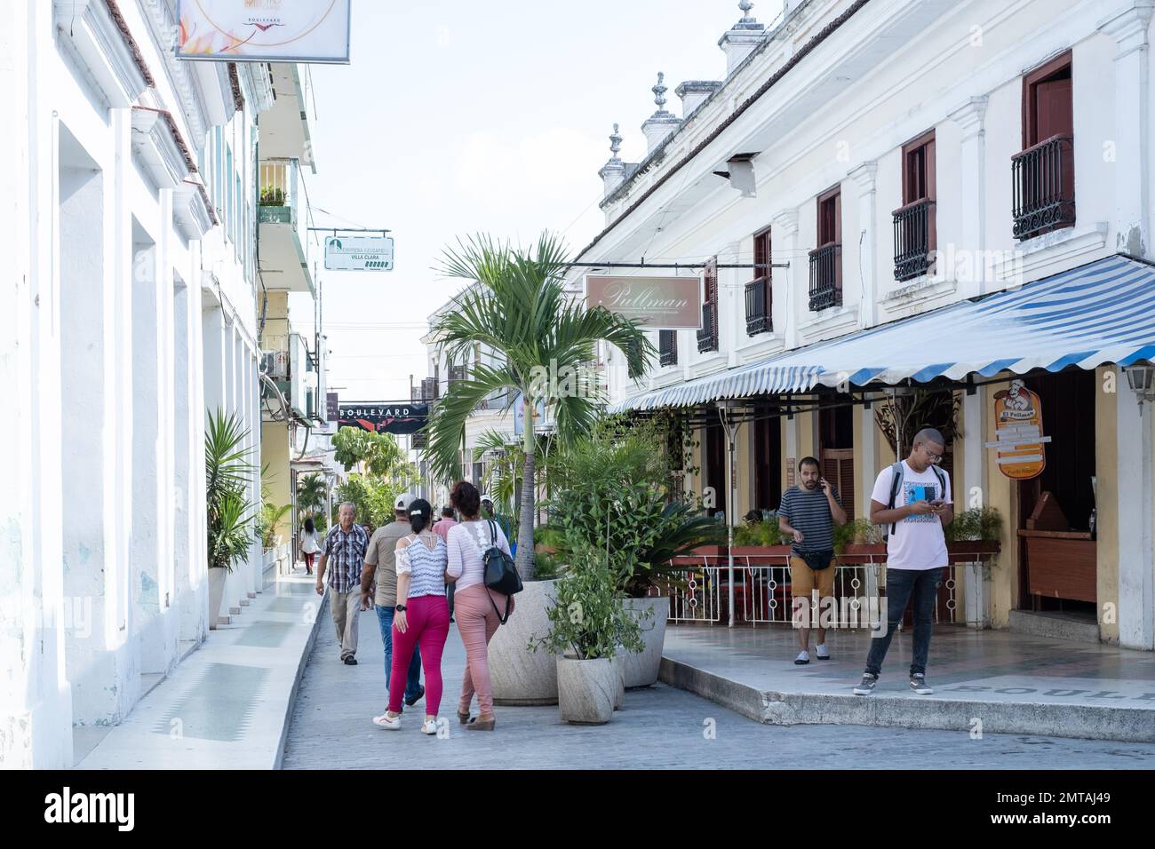 Street scene along 'Boulevard', walking street in Santa Clara, Cuba Stock Photo