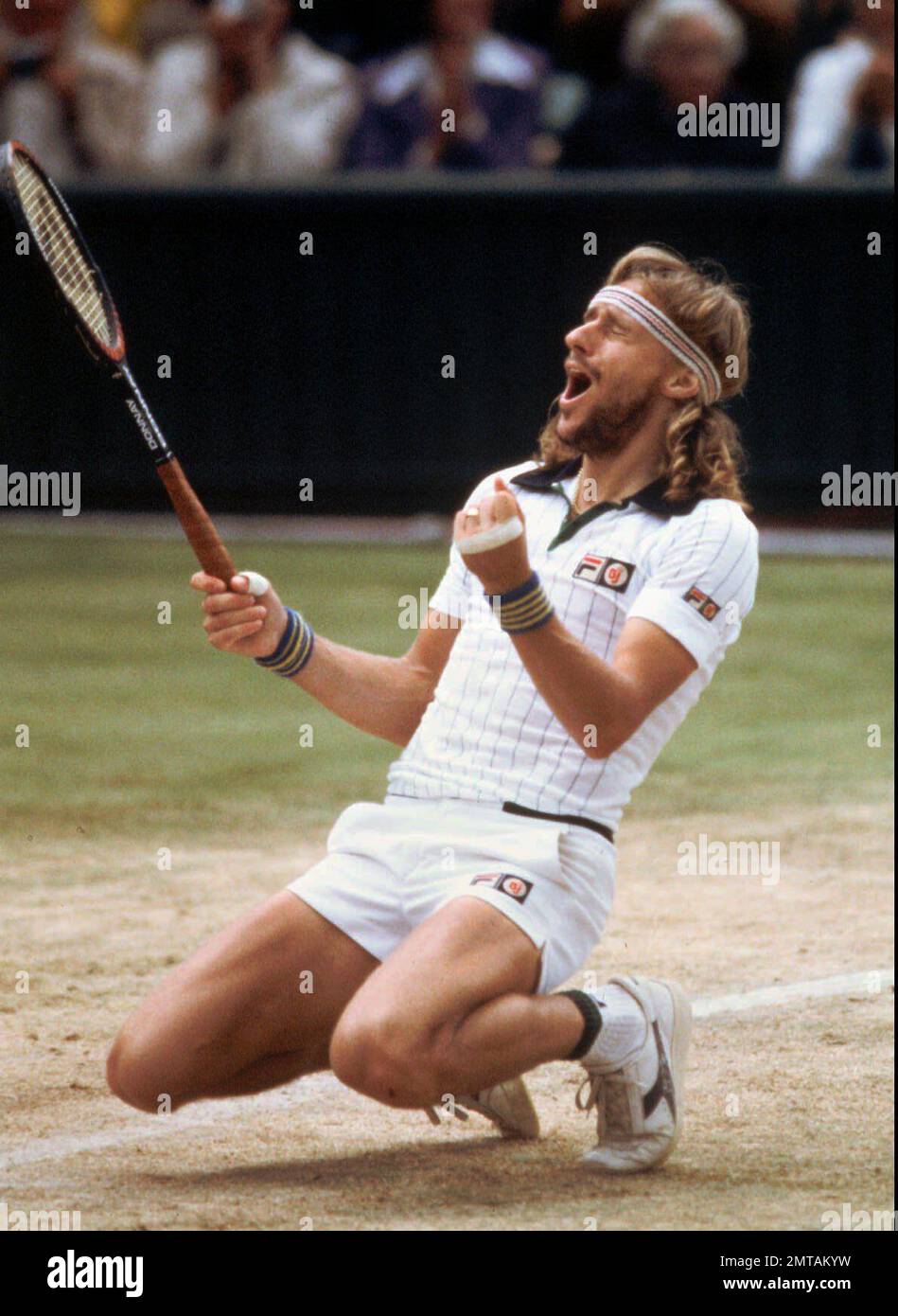 FILE - In this July 5, 1980, file photo, Bjorn Borg reacts FILE - In this July 5, 1980, file photo, Bjorn Borg reacts