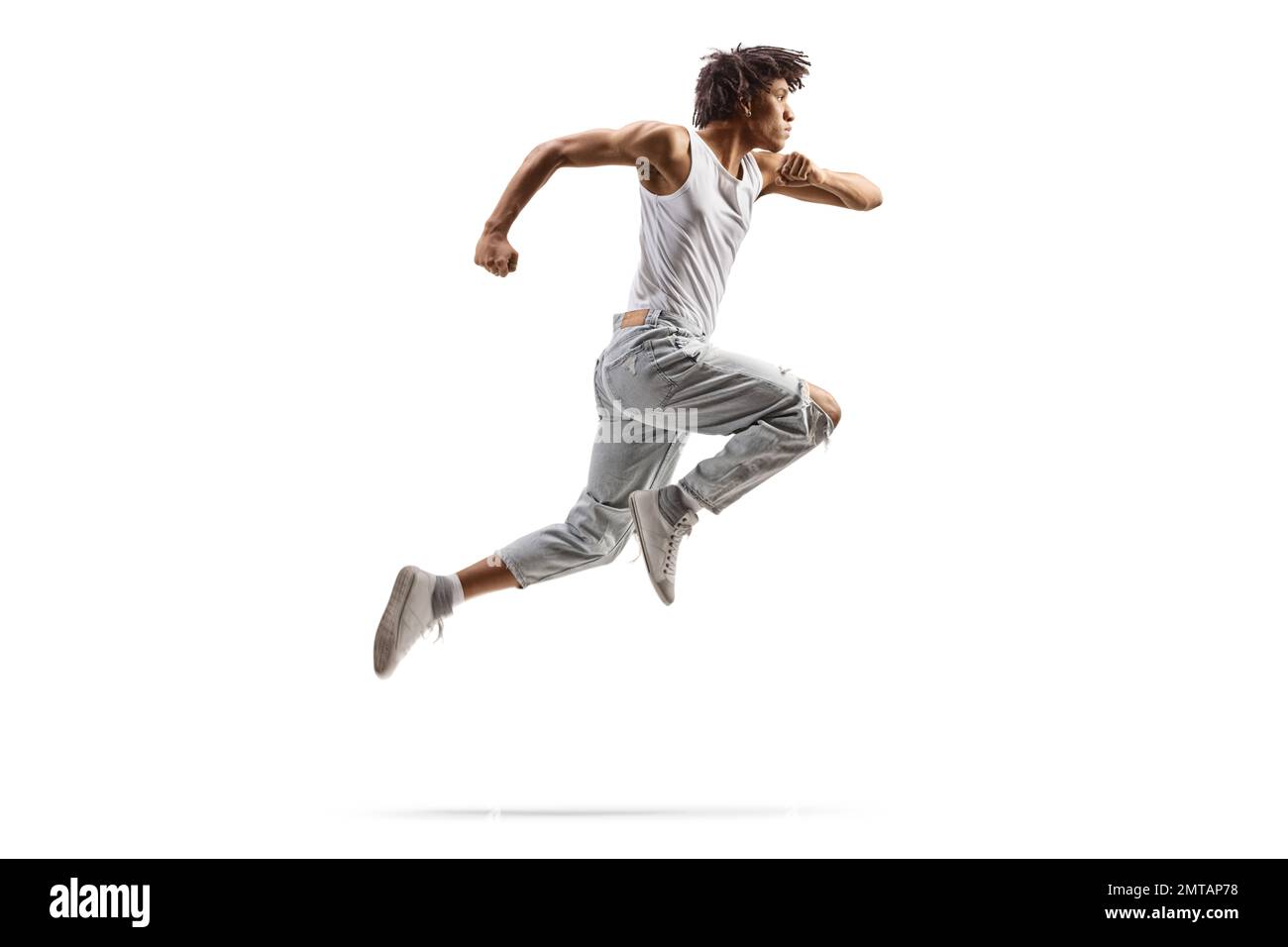 Full length profile shot of an african american male dancer