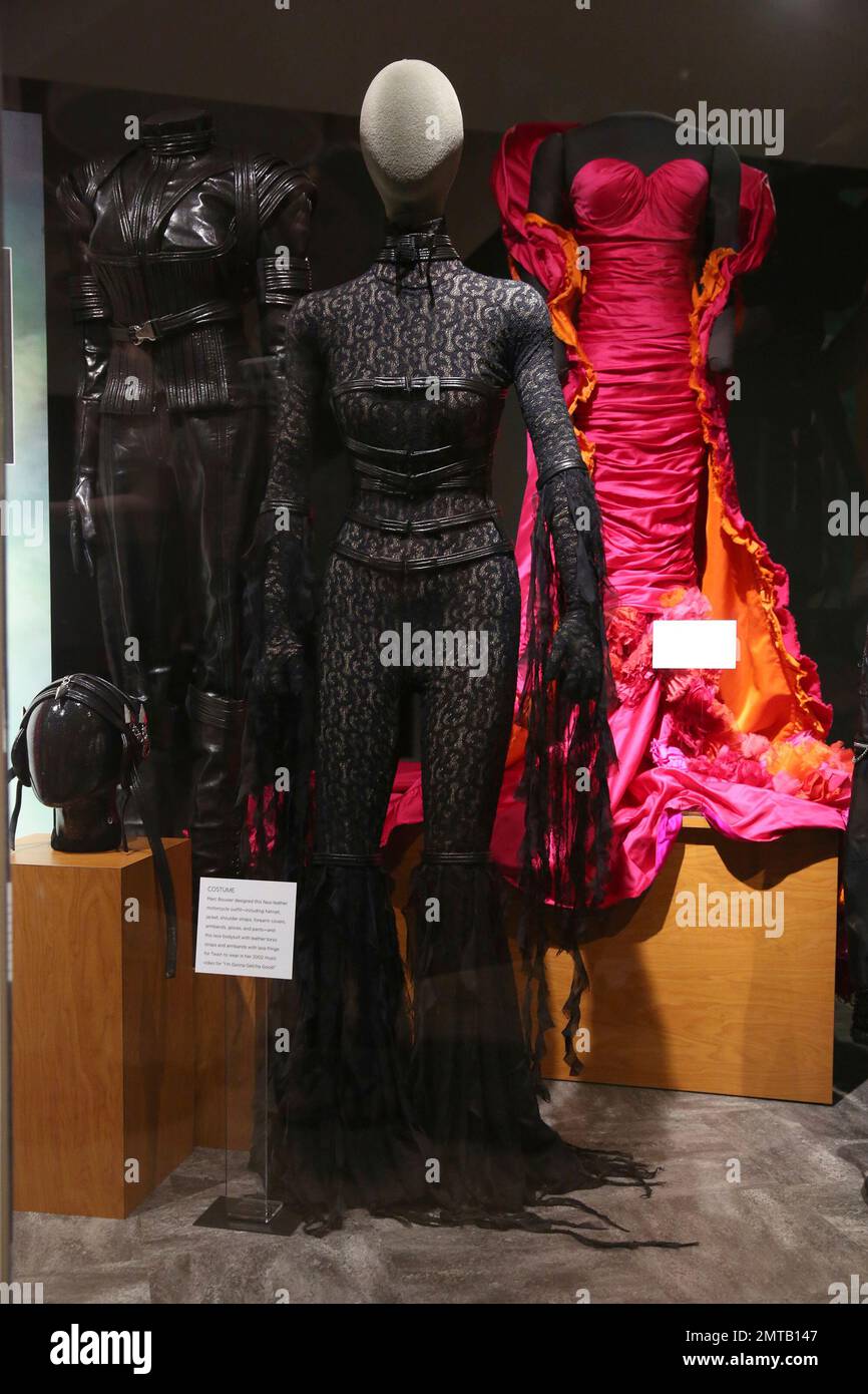 An outfit from Shania Twain's 2002 music video "I'm Gonna Getcha Good!"  showcased inside the "Shania Twain: Rock This Country" exhibit at the  Country Music Hall of Fame and Museum on Tuesday,