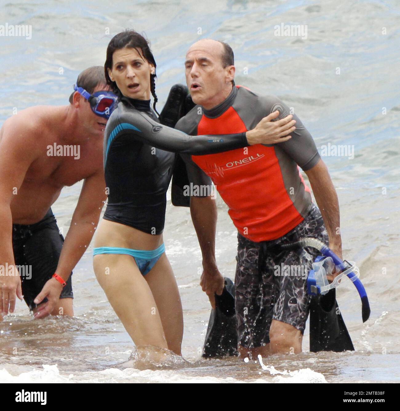 Perret Reeves Actress Perrey Reeves rescues a man from a rip current while snorkeling ...