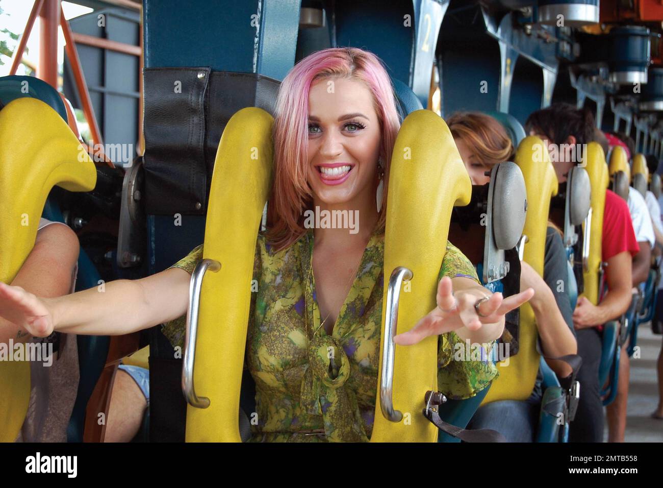- Multi-Platinum artist Katy Perry takes time off her 'California Dreams 2011 Tour' to let loose and have some fun at Six Flags Great America with her dancers, crew and opening artist Natalia Kills. Perry fearlessly tackled the rides, Raging Bull, SUPERMAN: Ultimate Flight and BATMAN: The Ride before heading to their next concert destination. Chicago, IL. 22nd August 2011. Stock Photo