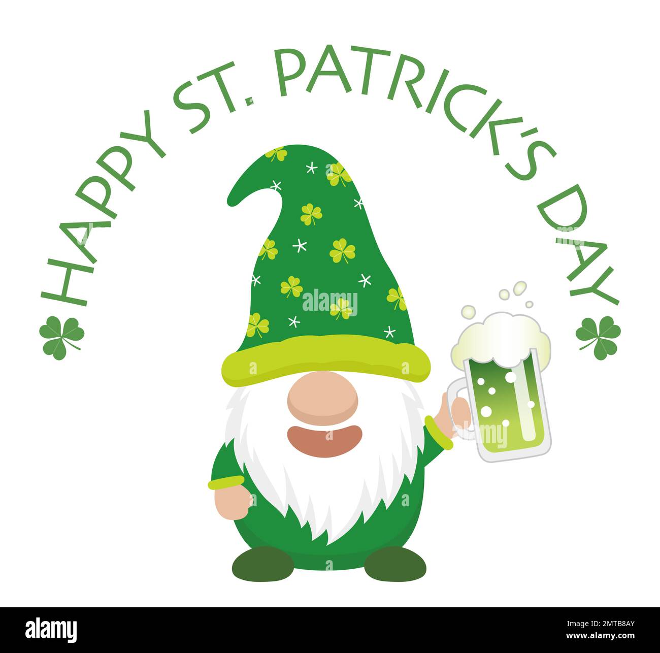 Vector St. Patricks Day Symbol Character Holding A Green Beer Mug Isolated On A White Background. Stock Vector
