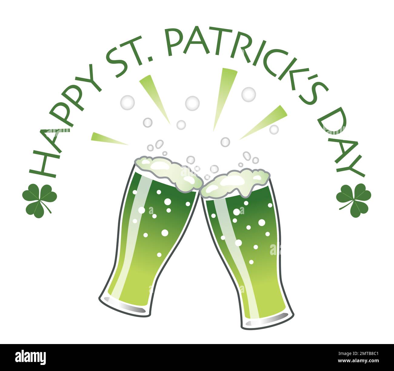 Vector St. Patrick’s Day Green Beer Glasses Illustration Isolated On A White Background. Stock Vector