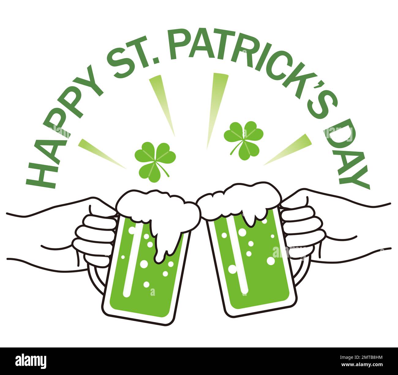 Vector St. Patrick’s Day Green Beer Mugs Illustration Isolated On A White Background. Stock Vector