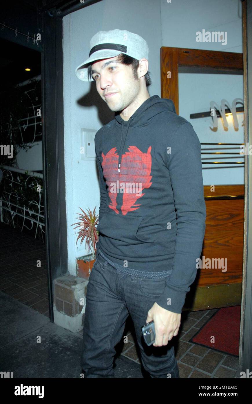 Pete Wentz leaves the restaurant Madeos in West Hollywood, CA. 4/8/08