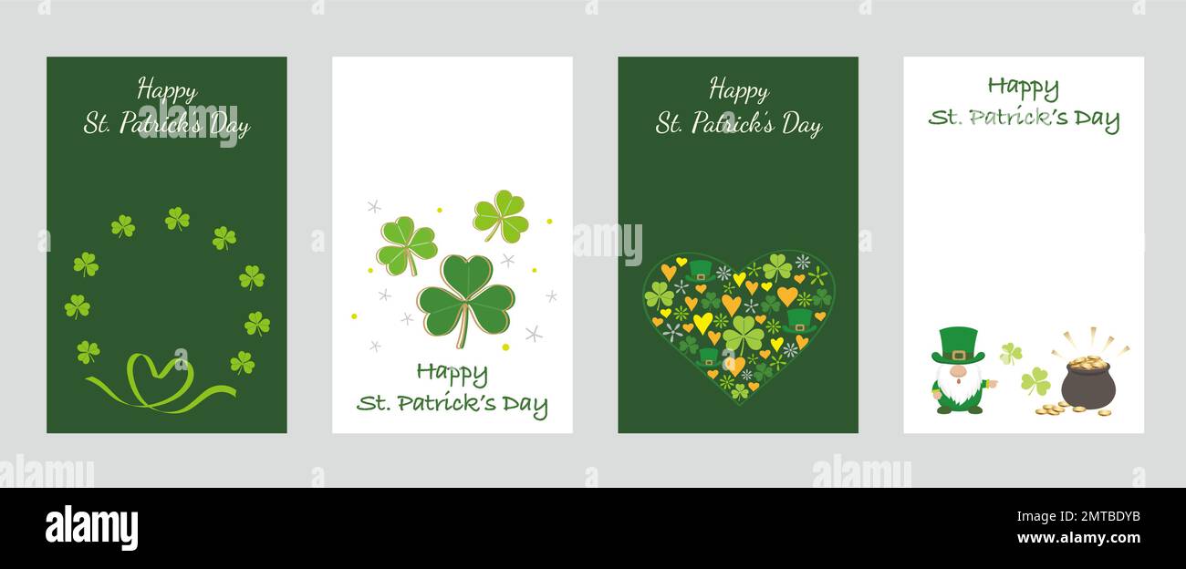 Vector St. Patrick’s Day Greeting Card Set Isolated On A Plain Background. Stock Vector