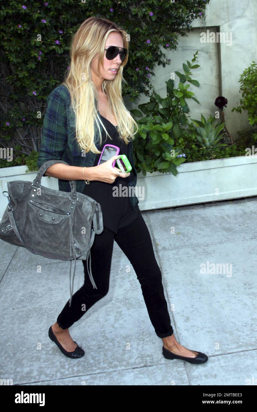 Daughter of Formula 1 billionaire Bernie Ecclestone, Petra Ecclestone smiles as she leaves Spago in Beverly Hills. Petra recently became the owner of Aaron and Candy Spelling's home, The Manor in Holmby Hills, which she purchased for $85 million. The home had been on the market for two years with an asking price of $150 million, making it the most expensive residential real estate listing in the United States. Los Angeles, CA. 4th October 2011. Stock Photo