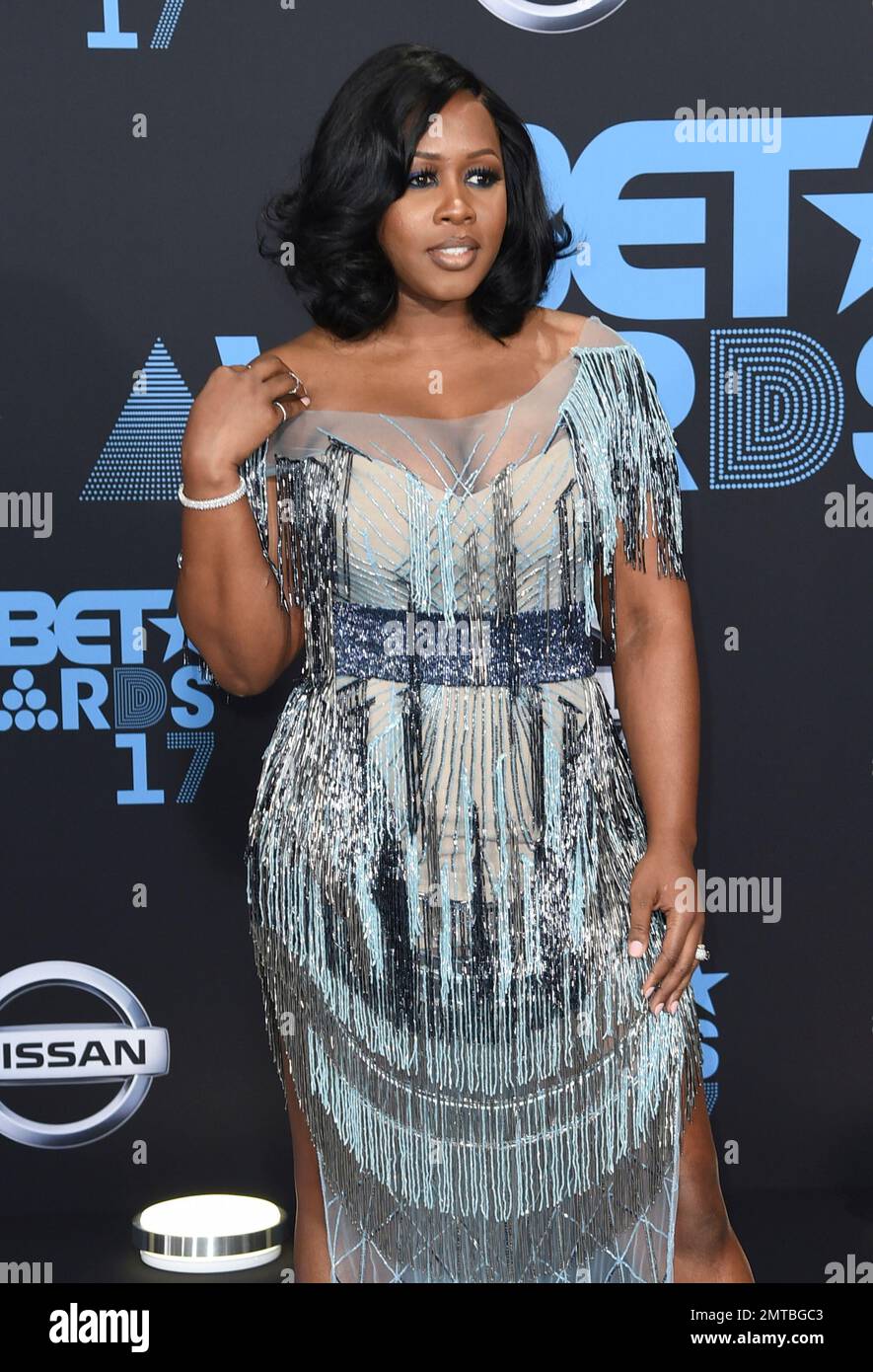 Remy Ma arrives at the BET Awards at the Microsoft Theater on Sunday