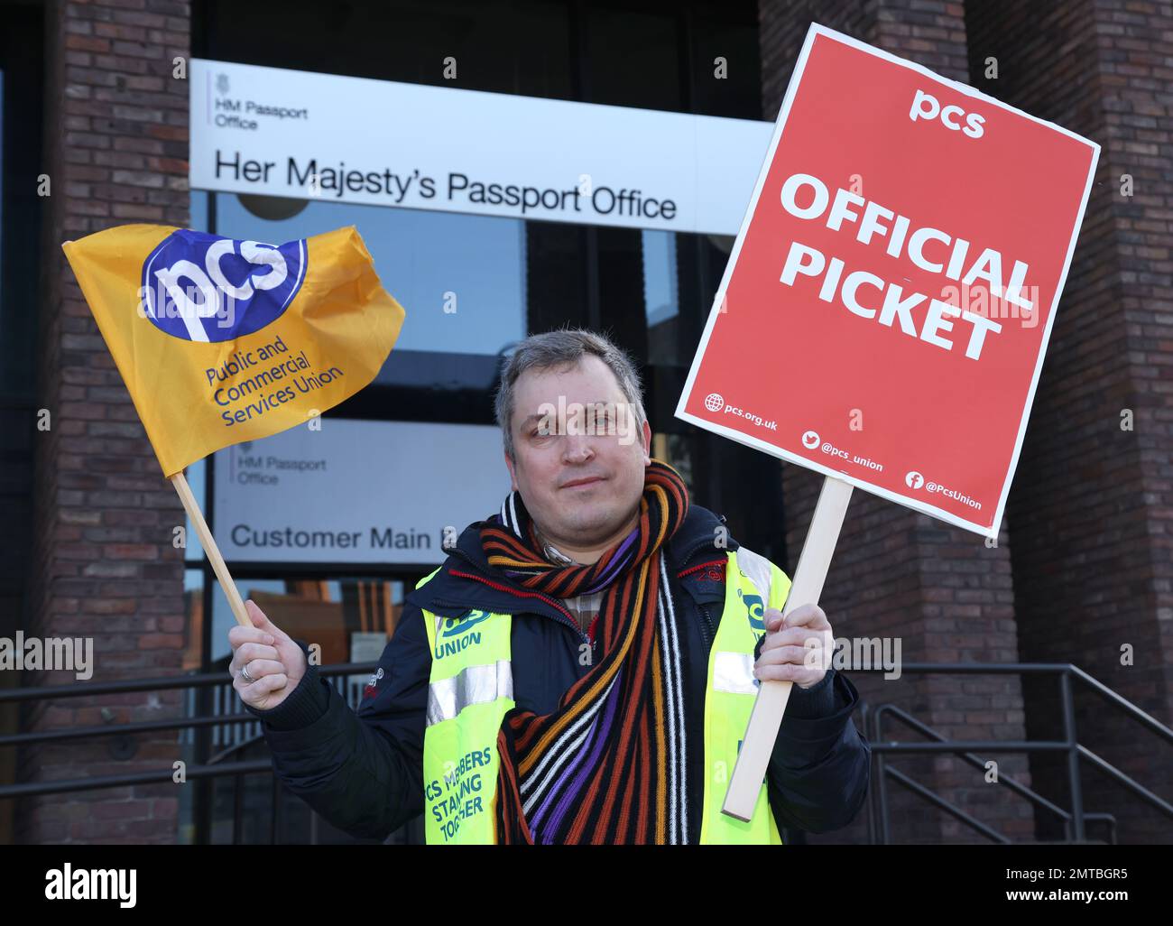 Peterborough, UK. 01st Feb, 2023. A picket from the PCS Union taking