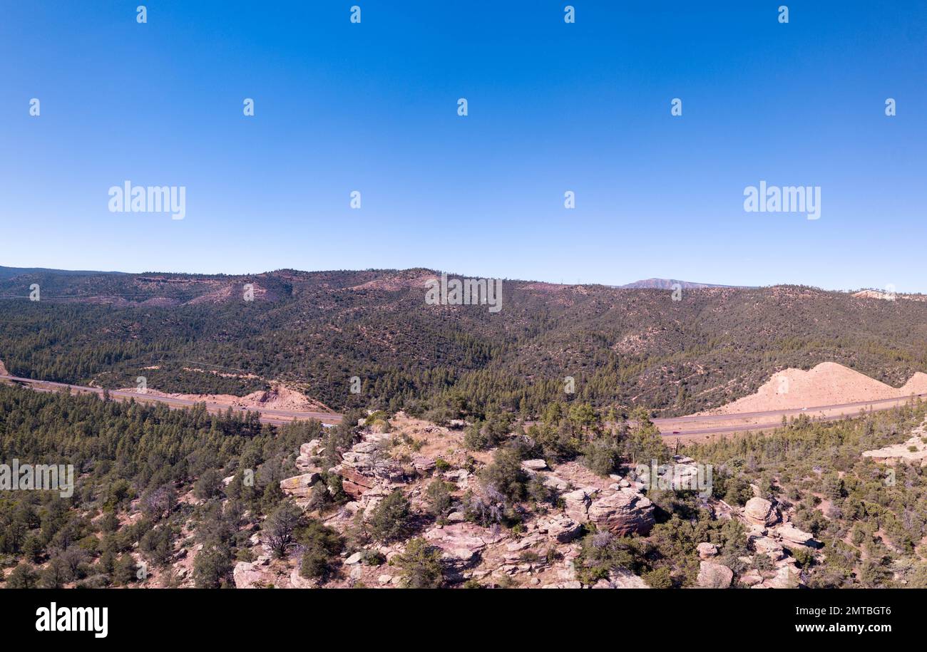 An aerial view of forest surrounded by dense trees Stock Photo - Alamy