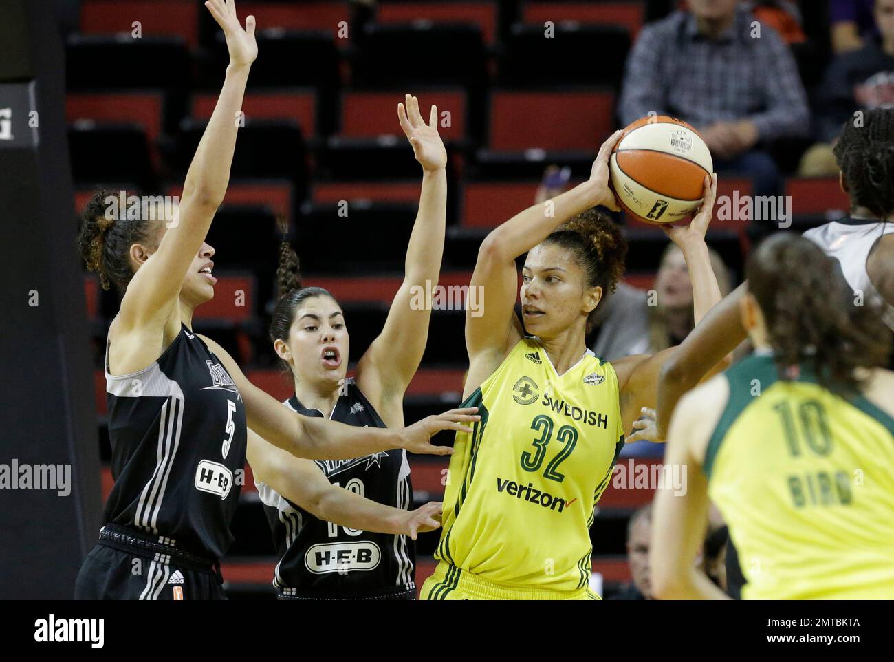 Seattle Storm's Alysha Clark (32) in action against the San Antonio