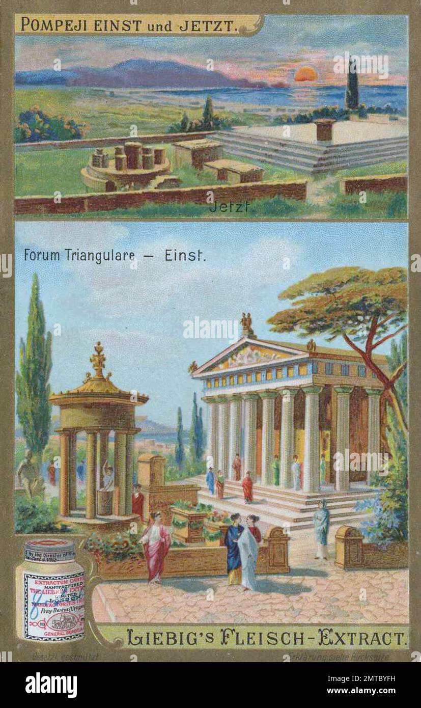 Bilderserie Pompeji einst und im Jahre 1900, Italien, das Forum Triangulare, digital restaurierte Reproduktion eines Sammelbildes von ca 1900, gemeinfrei, genaues Datum unbekannt  / Stock Photo