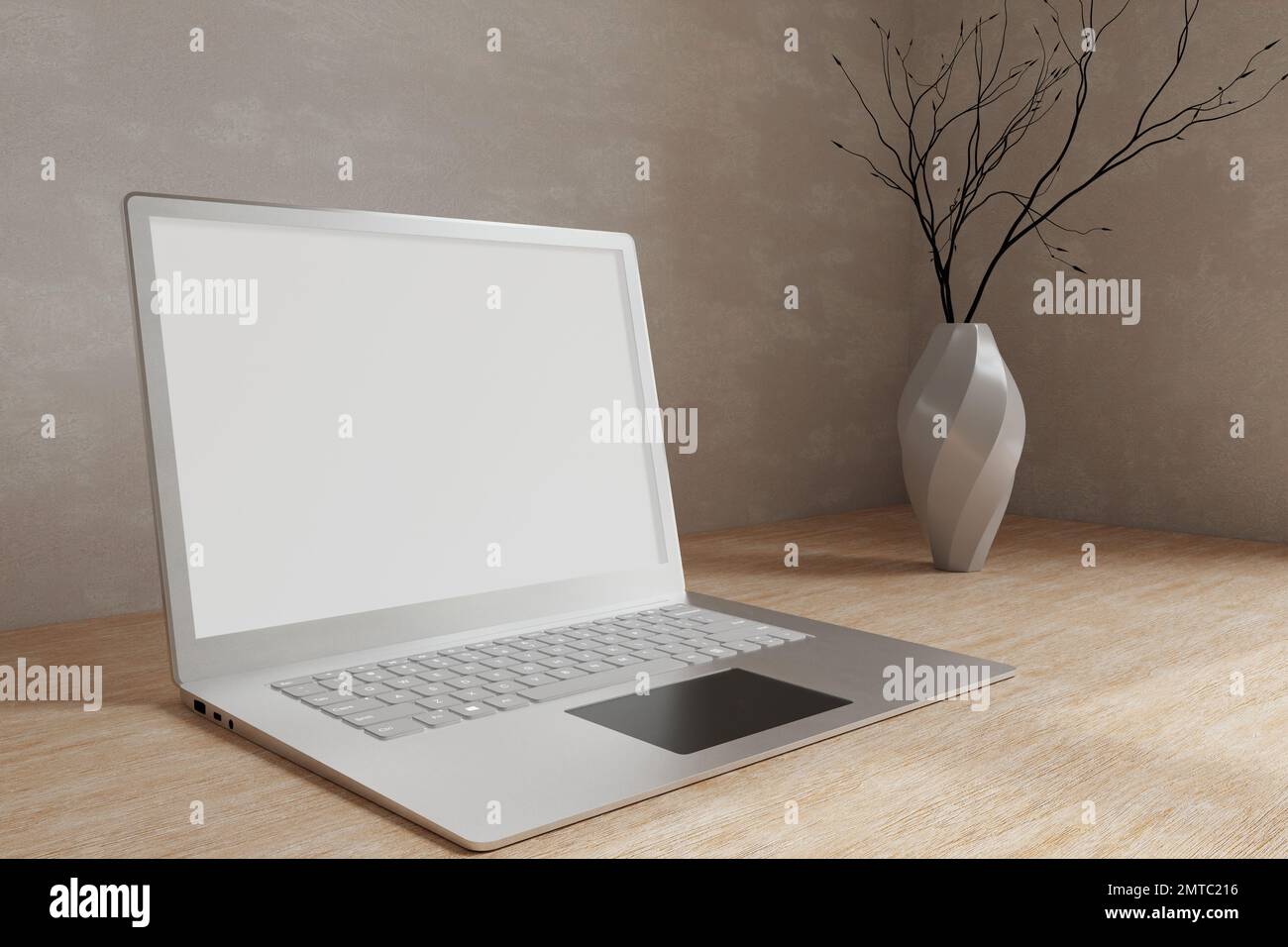 Minimal Scandinavian home working space interior design with blank