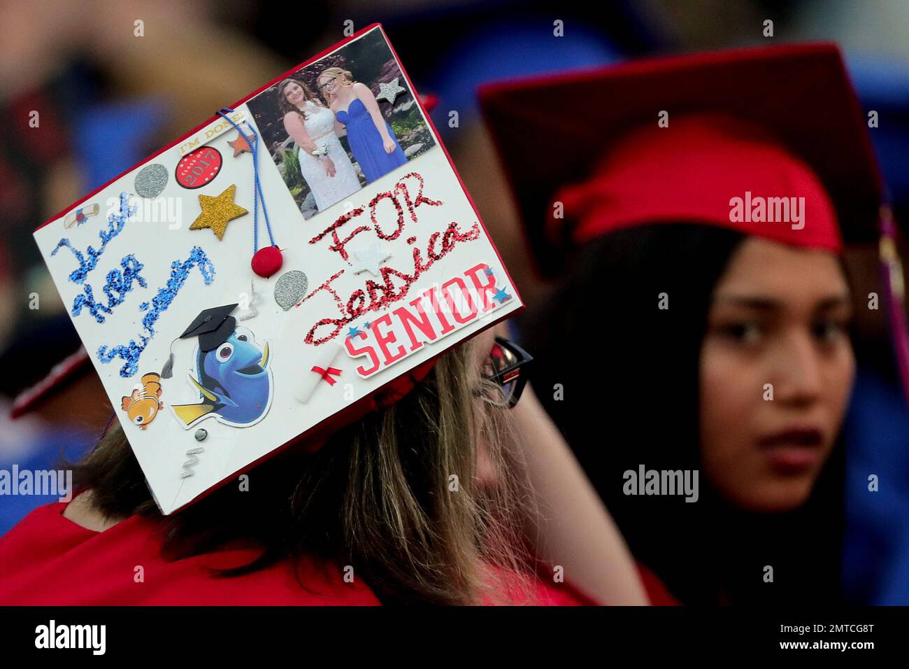 Dunellen High School senior Destiny Lightfoot wears a graduation cap