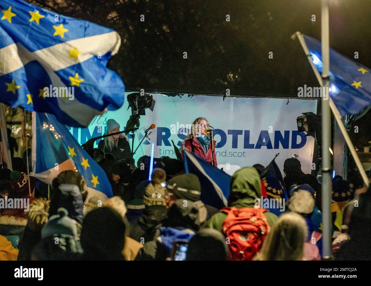 Edinburgh, Scotland, 31/01/2023, Image of torchlight rally marking 3 years of BrexitCredit: Allen Wright/ Alamy Live News Stock Photo