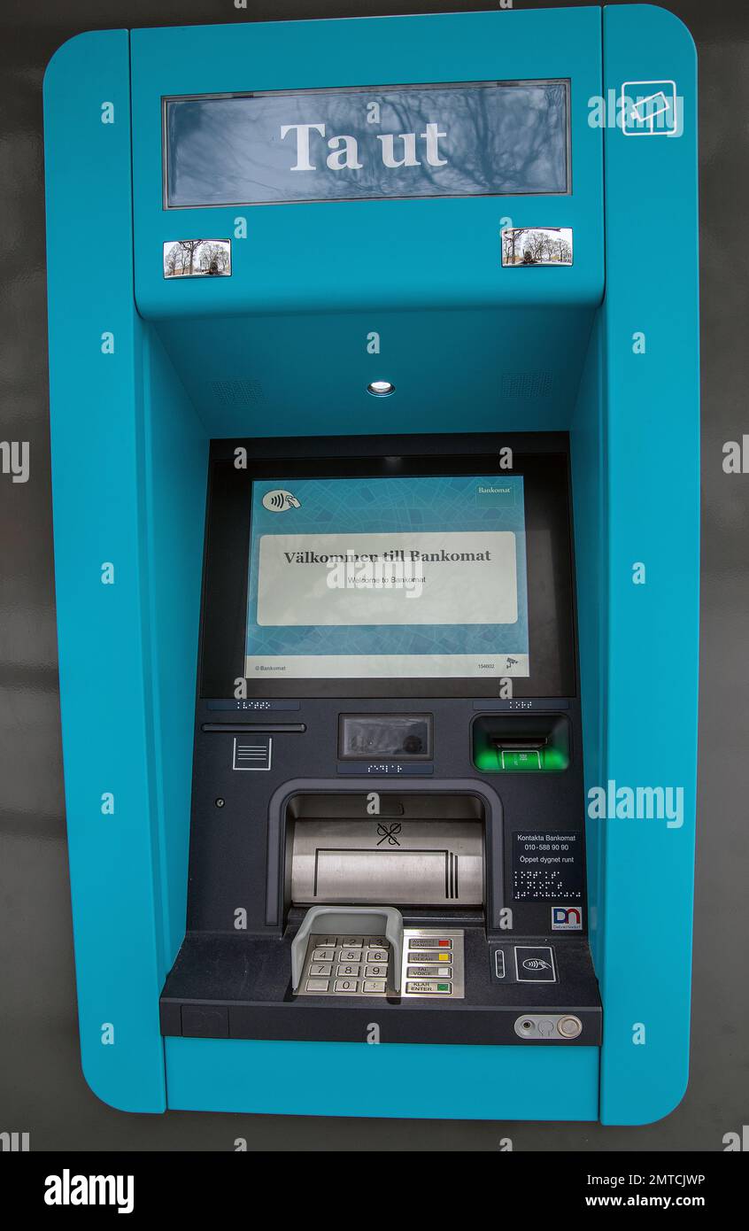 Cash machine for pay in Sweden. Stock Photo