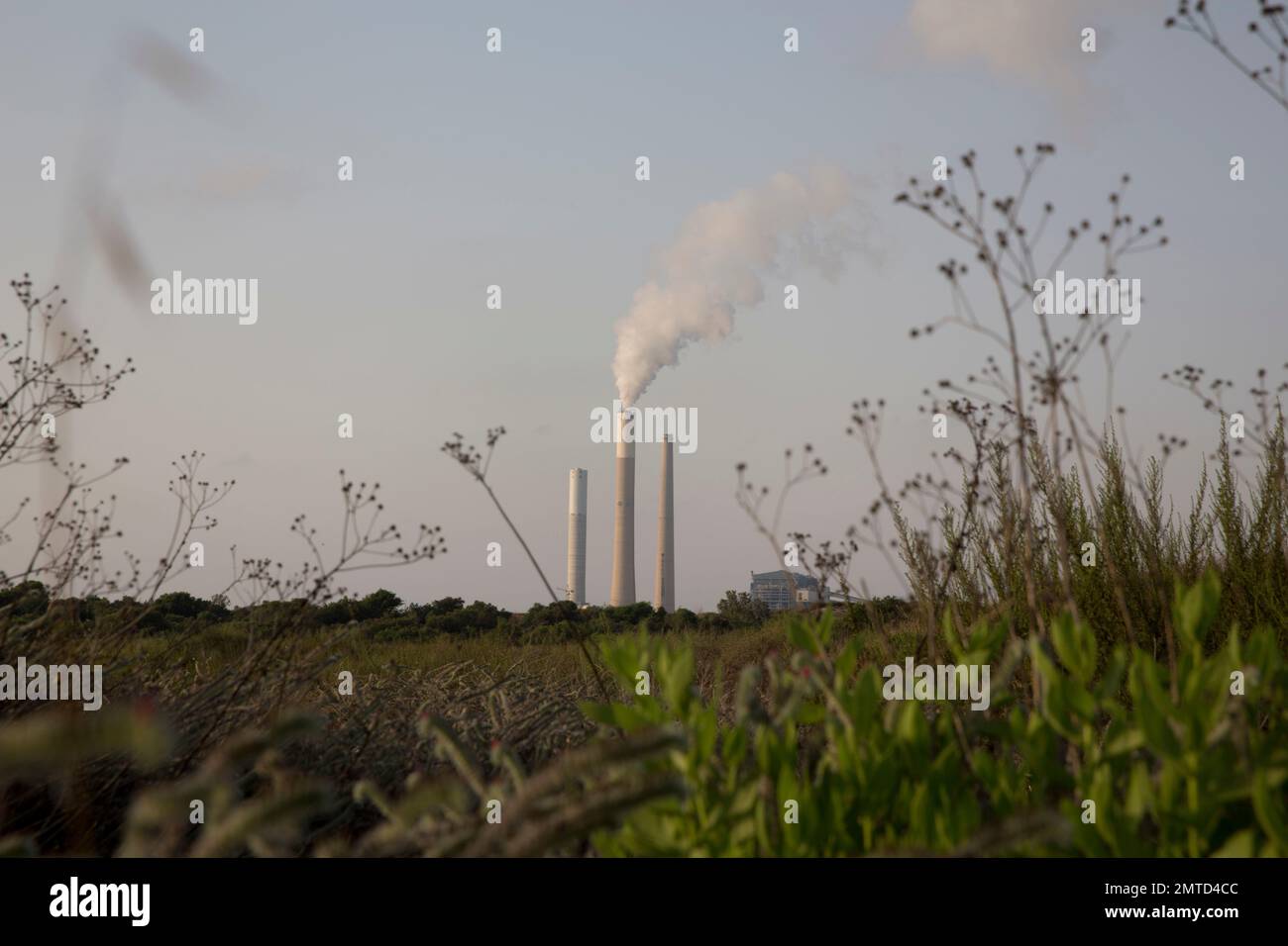 Israel's electricity power plant in Ashkelon is seen near to kibbutz ...