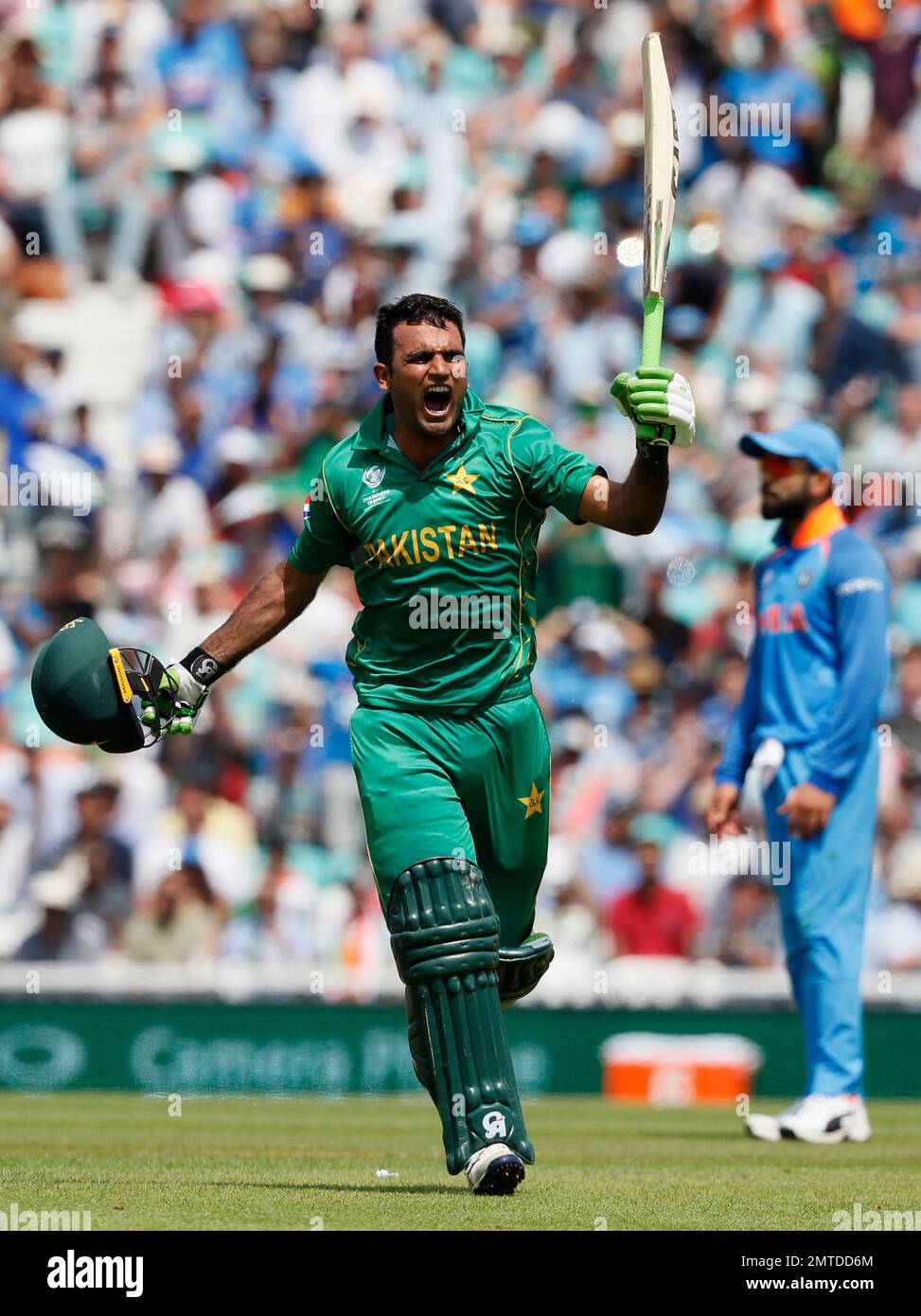 Pakistan Batsman Fakhar Zaman Celebrates After Scoring A Century During pakistan-batsman-fakhar-zaman-celebrates-after-scoring-a-century-during
