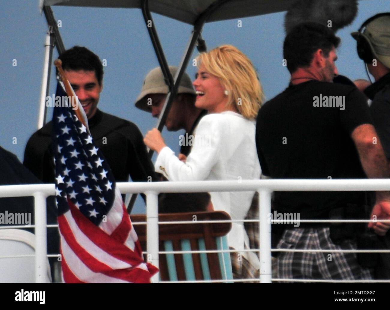 Actress Rachael Taylor looks to be having a good time during a break ...