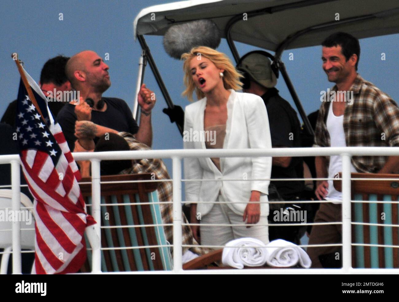 Actress Rachael Taylor looks to be having a good time during a break ...