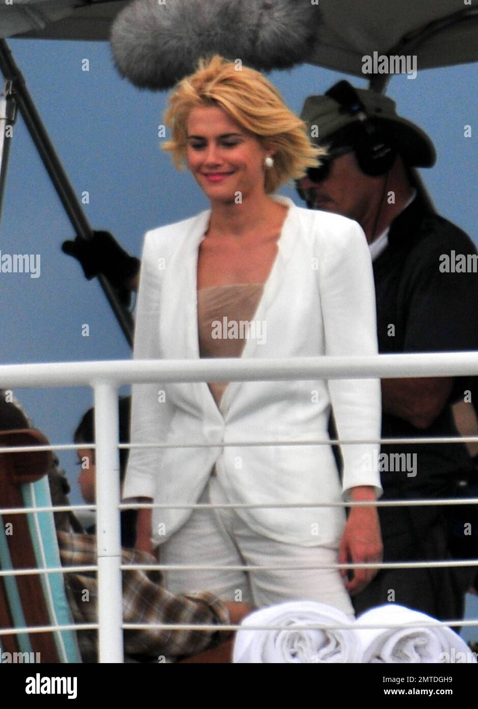 Actress Rachael Taylor looks to be having a good time during a break ...
