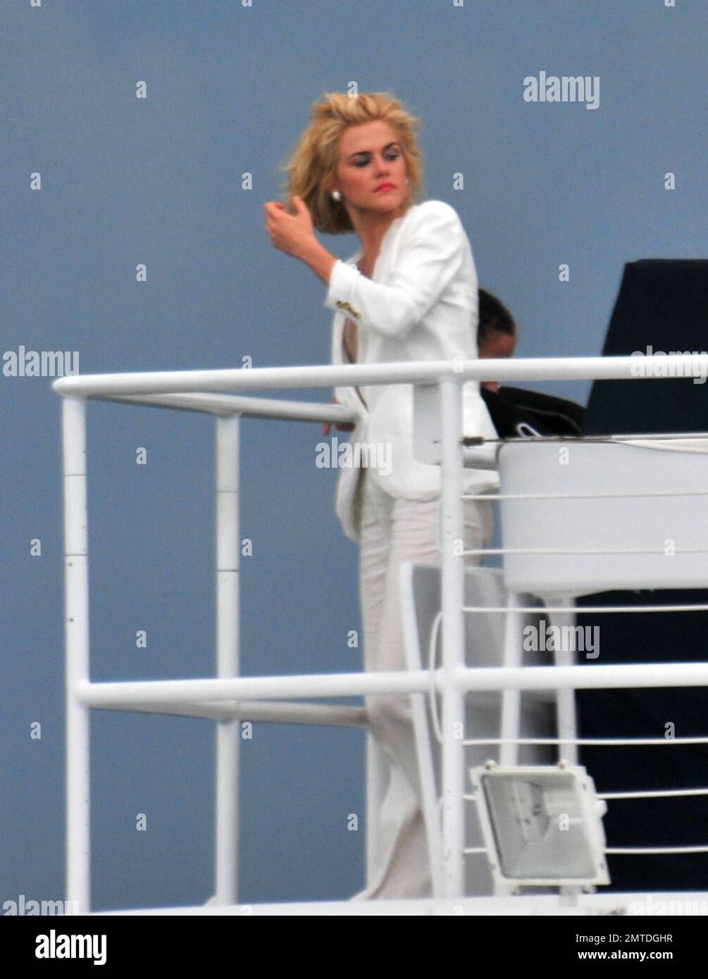Actress Rachael Taylor looks to be having a good time during a break ...