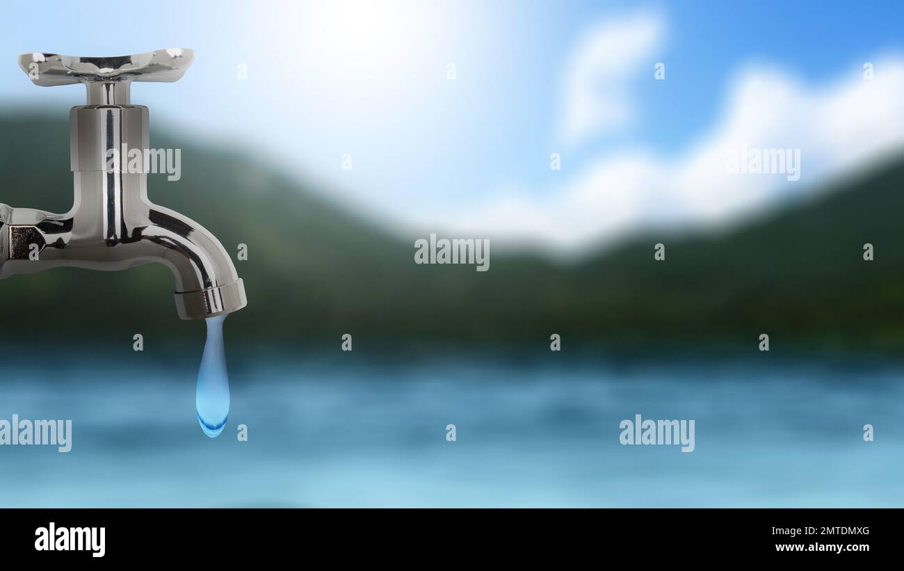 Water faucet with water drop. World Water Day Concept Stock Photo - Alamy