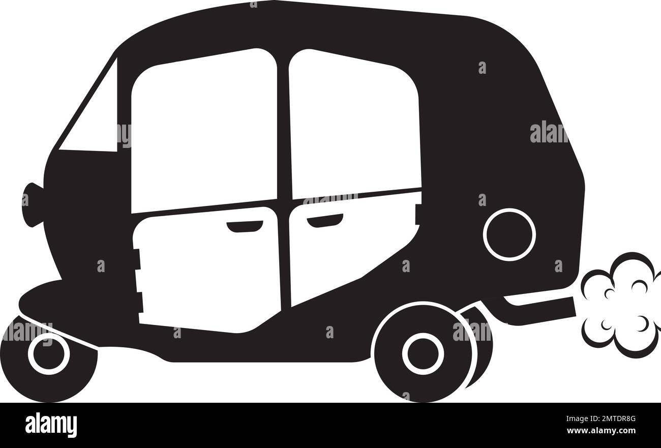 the icon of a motorized rickshaw or public transportation that is popular in the Asian region Stock Vector