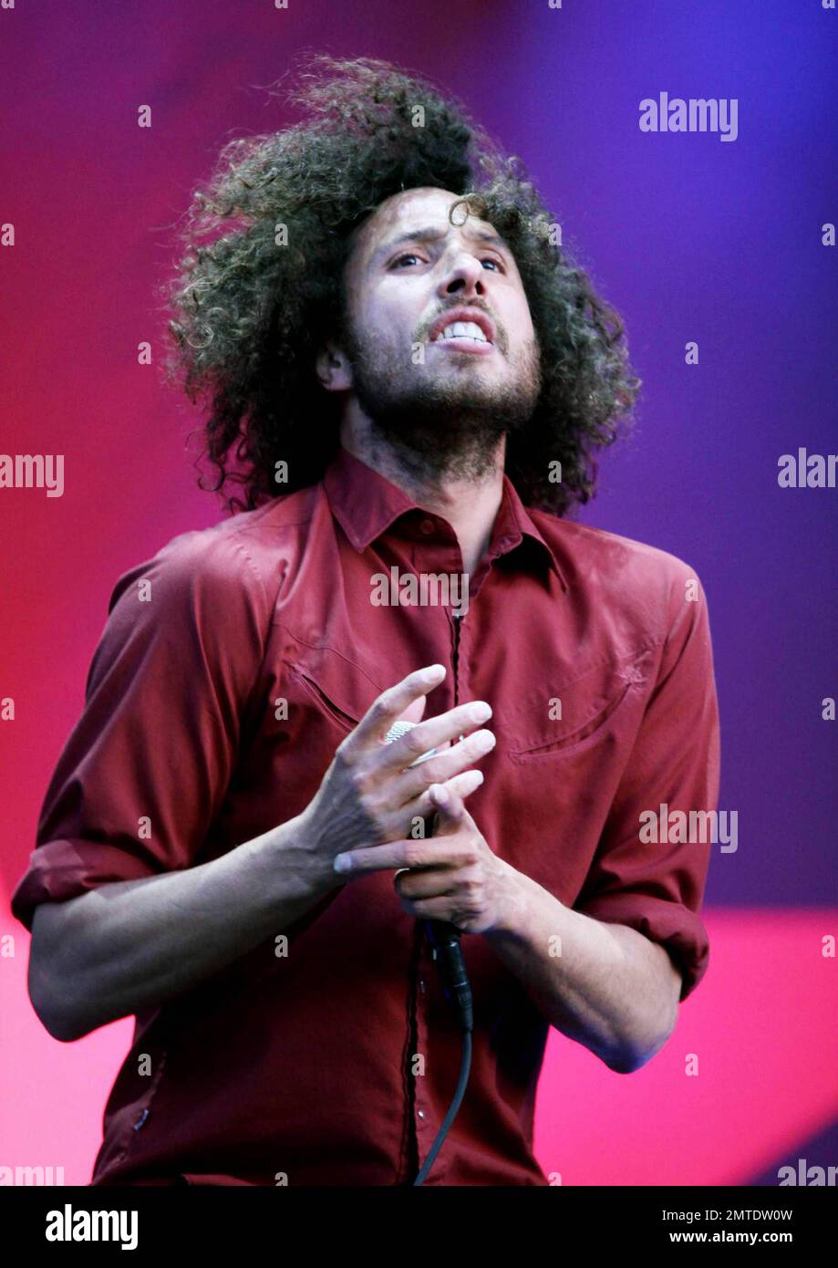 Zack de la Roche of the American rap rock band Rage Against the Machine  performs live during the 2010 Download Festival held at Donington Park in  Derby. The group, who went on