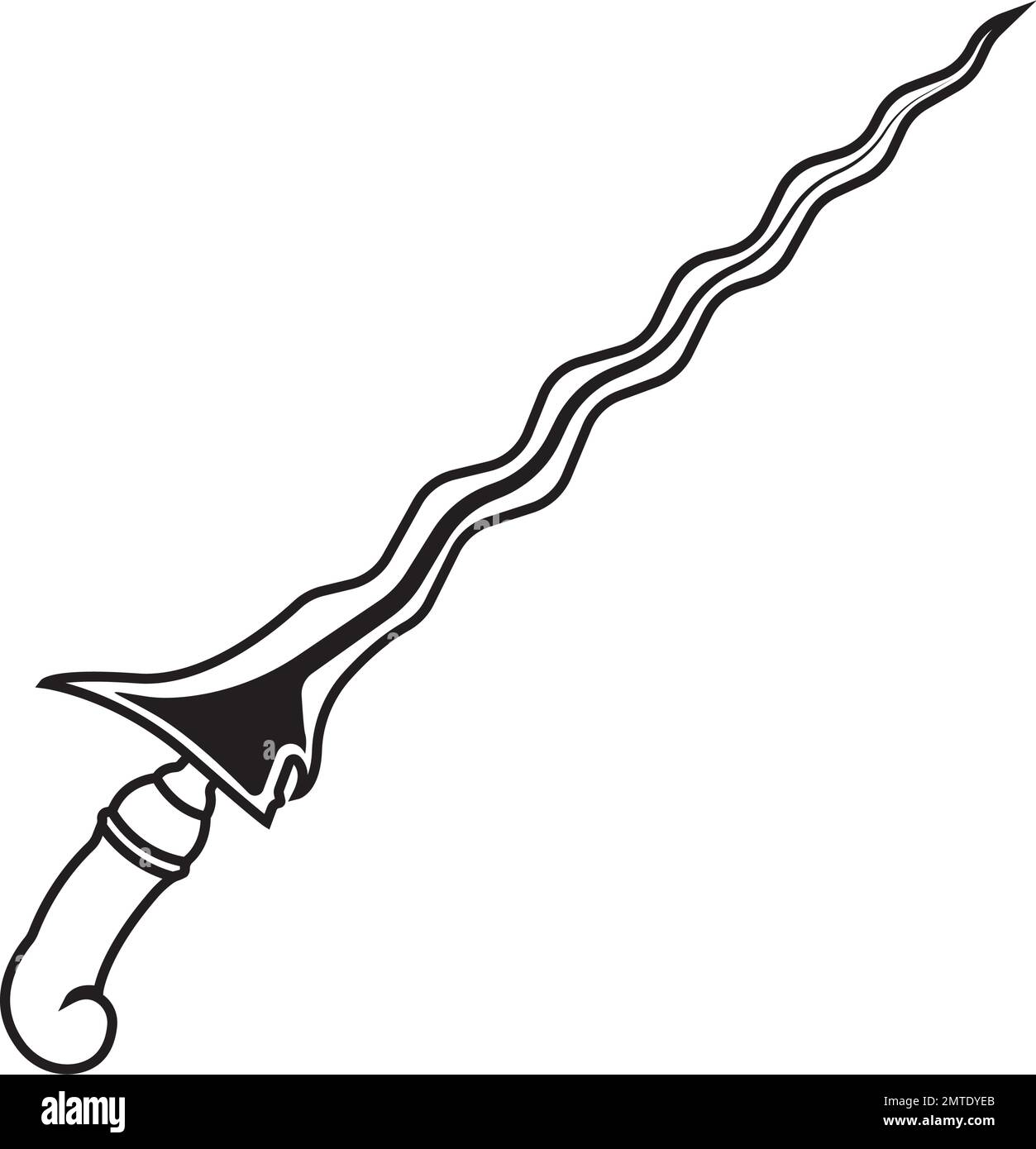 keris vector icon, a traditional weapon originating from Indonesia Stock Vector