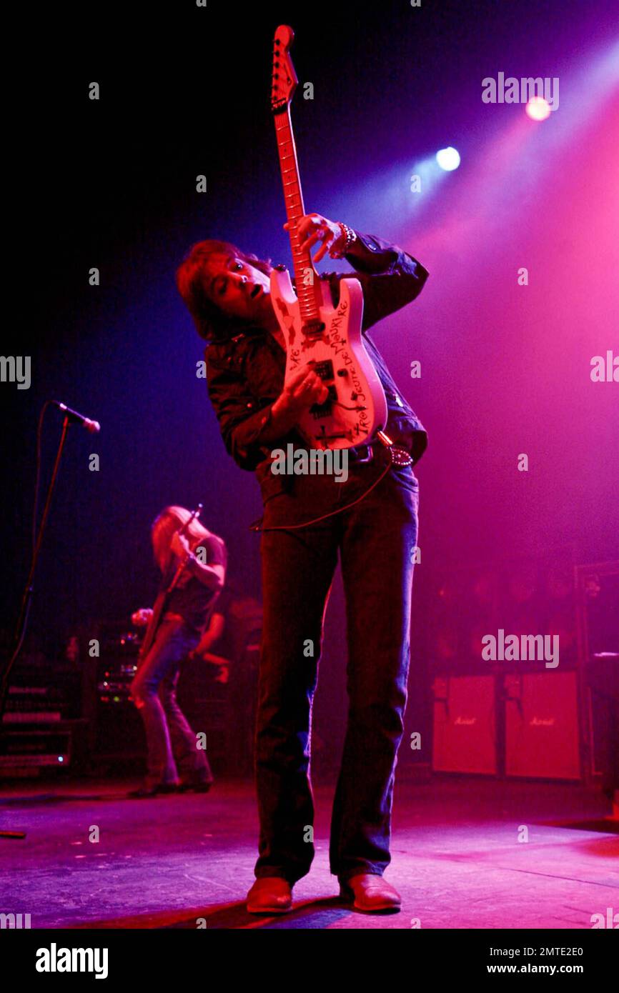 Warren DeMartini of the American glam metal band Ratt performs live at Majestic Ventura Theatre.  Ratt originally formed in 1976, recording and touring until 1992 when they took a hiatus until 1996.  The band's seventh studio album, 'Infestation', was released on April 20th of this year. Ventura, CA. 05/22/10. Stock Photo