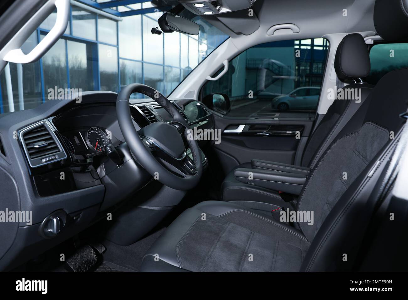 View of modern car with comfortable driver's seat inside Stock Photo